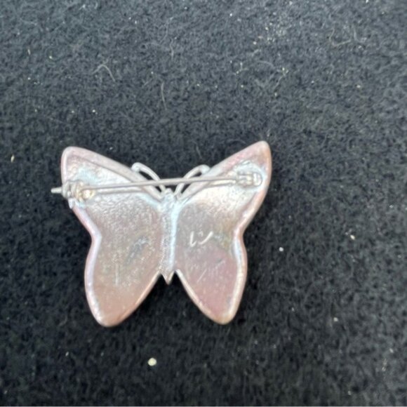 Vintage Liz Claiborne White Mother Of Pearl Butterfly Mid Century Modern Brooch - Picture 6 of 8